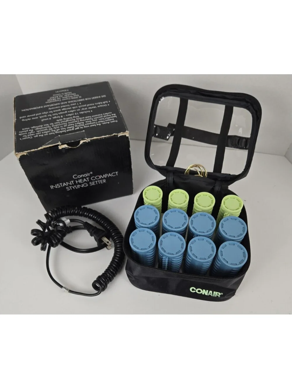 Conair Instant Heat Compact Styling Setter 12 Multi-sized Rollers Travel Works